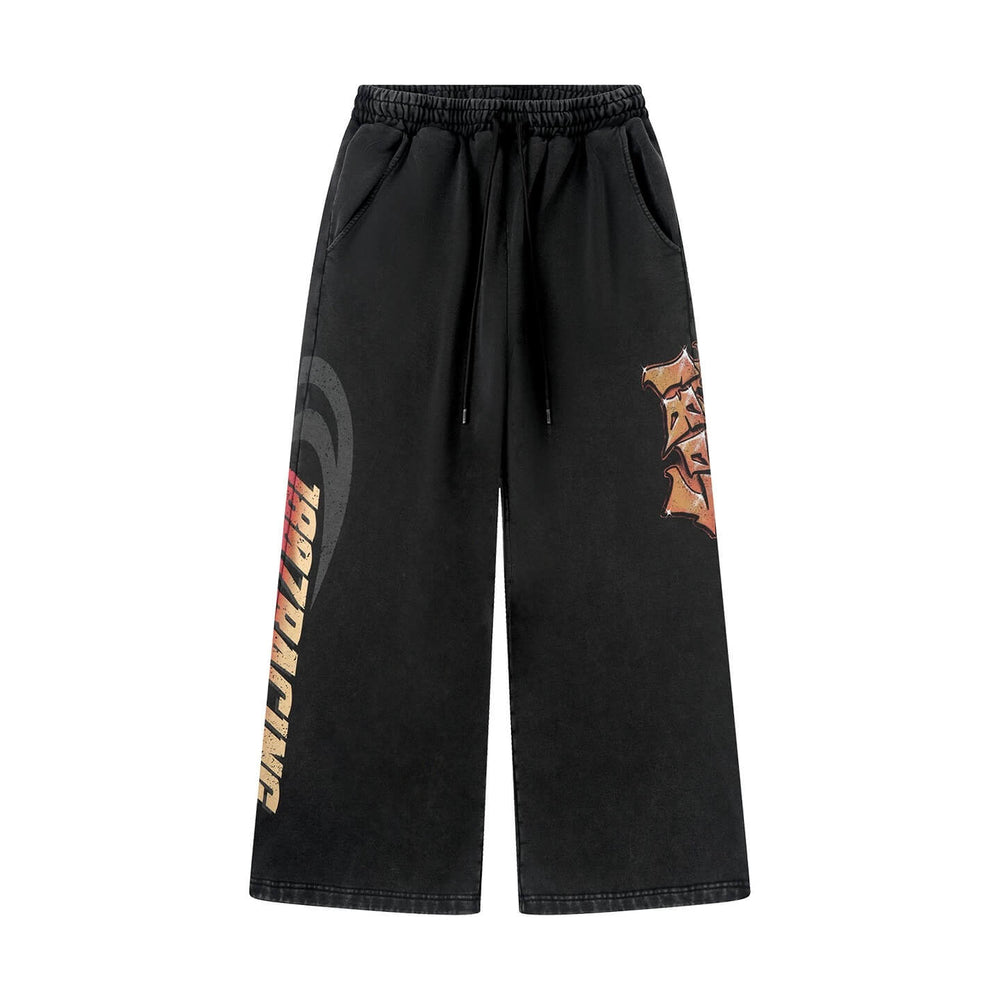 1807 Racing Graffiti Print Washed Baggy Sweatpants | Face 3 Face