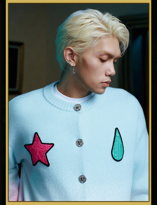 MEDM × HUNTER×HUNTER Hisoka Star and Teardrop Patch Gradient Cardigan | Face 3 Face