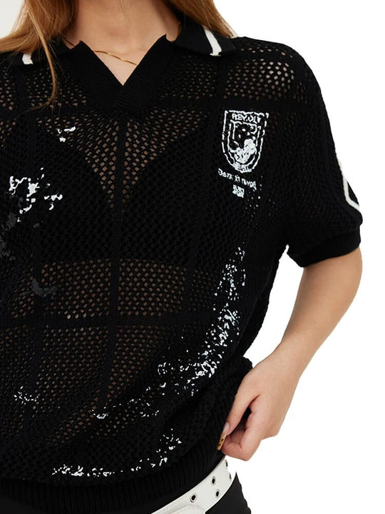 Night Lab Skeleton Cage Open Knit Polo | Face 3 Face