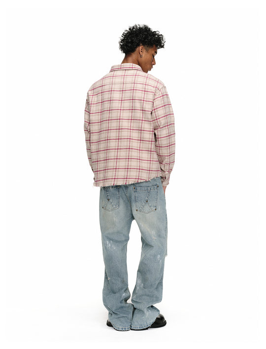 ANTIDOTE Destroyed Plaid Long-Sleeve Shirt | Face 3 Face