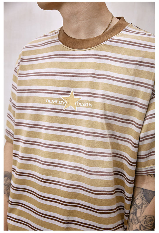 Remedy Washed Striped Star Print Tee | Face 3 Face