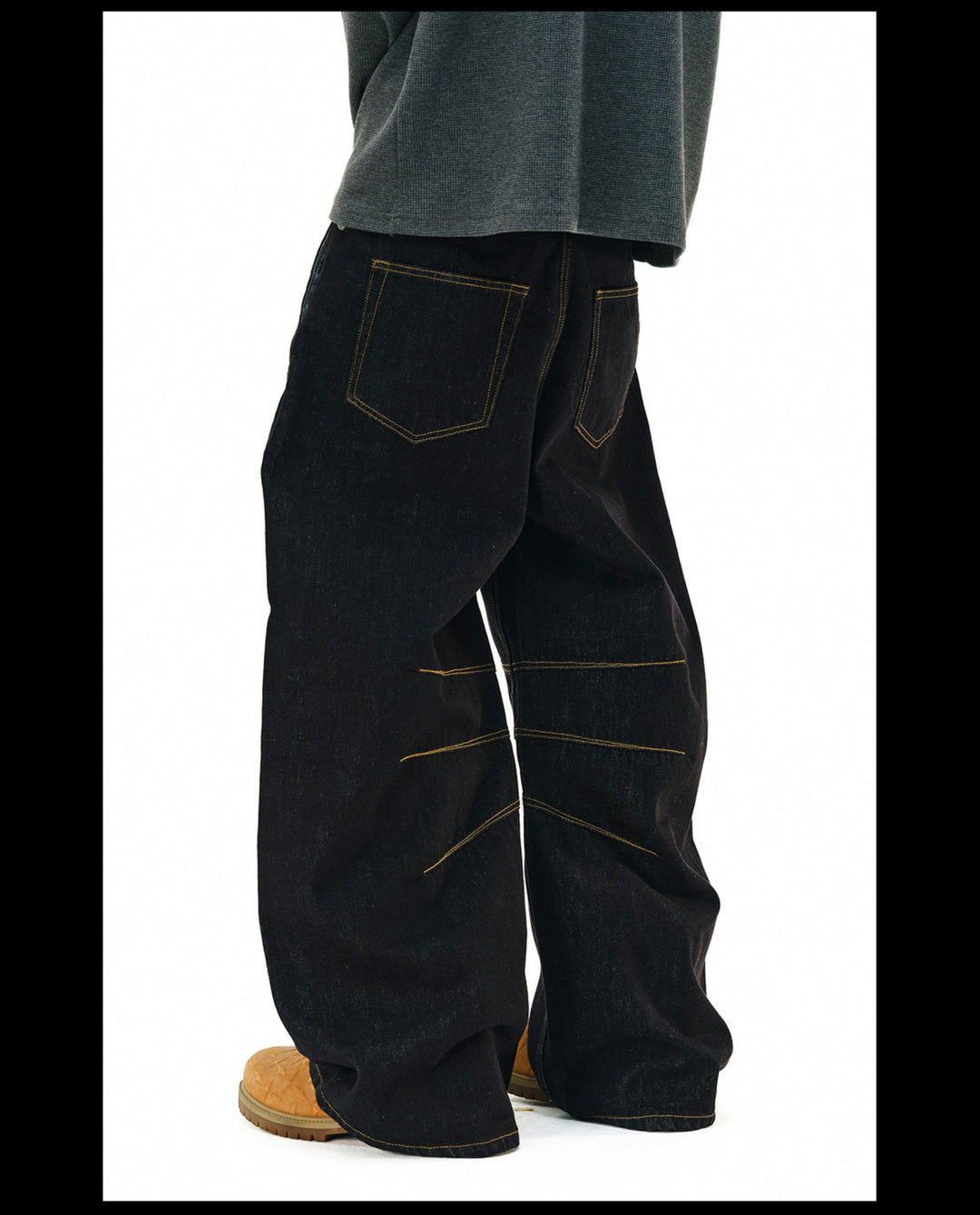 NOVACAM Yellow Stitch Baggy Jeans | Face 3 Face