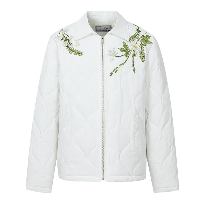 Harsh and Cruel Floral Wreath Embroidery Puffer Quilted Jacket | Face 3 Face