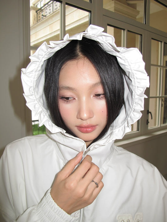 MEDM Pearl Logo Lace Hooded Zip Jacket | Face 3 Face