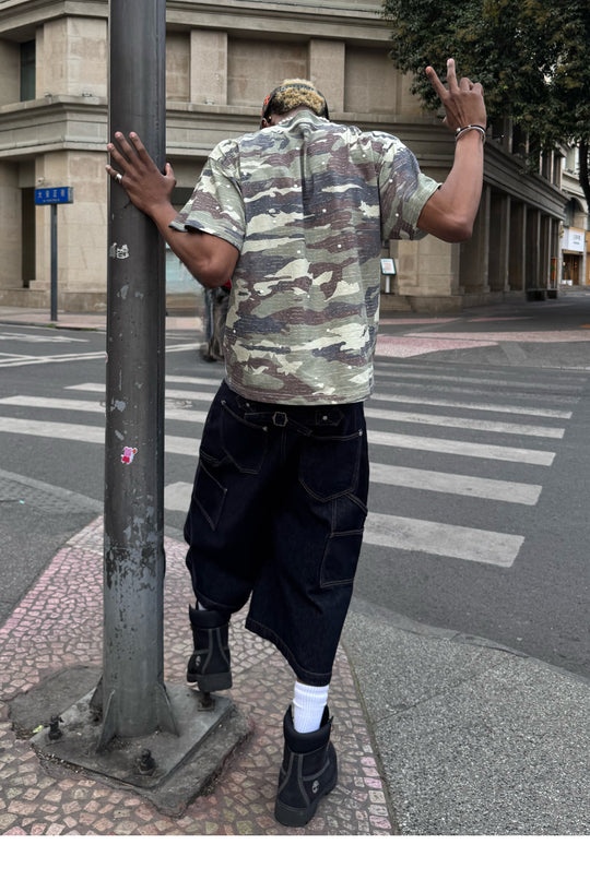 STEEPC Aged Forest Camo Pearl Embellished Print Tee | Face 3 Face