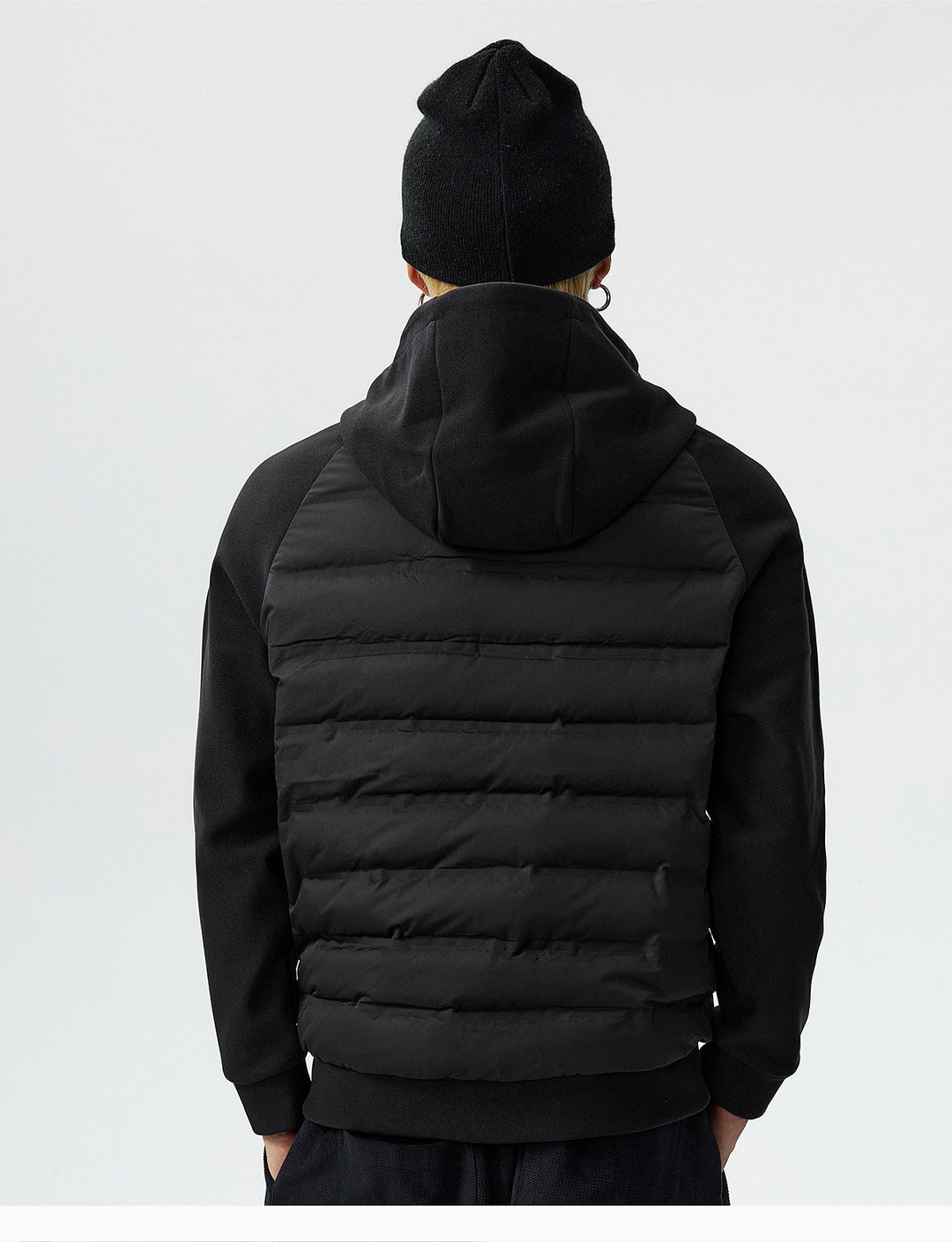 MEDM Patchwork Raglan Sleeve Lightweight Hooded Down Jacket | Face 3 Face