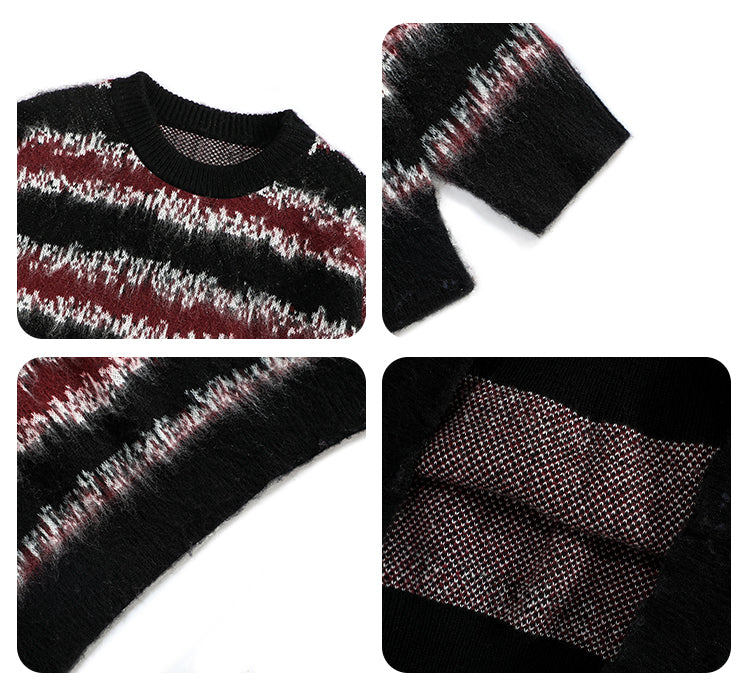 F3F Select Gradient Striped Fuzzy Knit Sweater | Face 3 Face