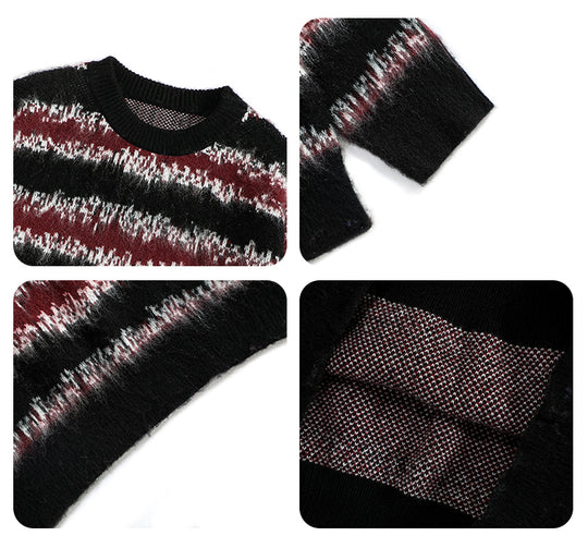 F3F Select Gradient Striped Fuzzy Knit Sweater | Face 3 Face