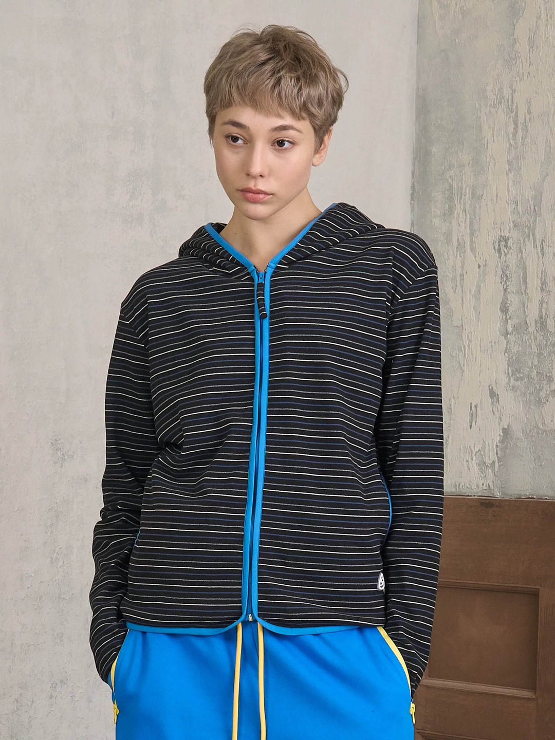S45 Soft Textured Striped Zip Up Hoodie | Face 3 Face