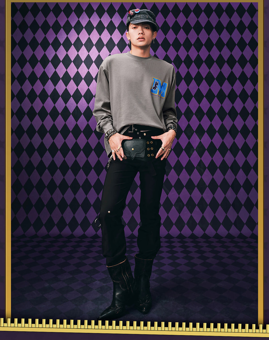 MEDM × JOJO Washed Distressed Character Print Long Sleeve Tee | Face 3 Face