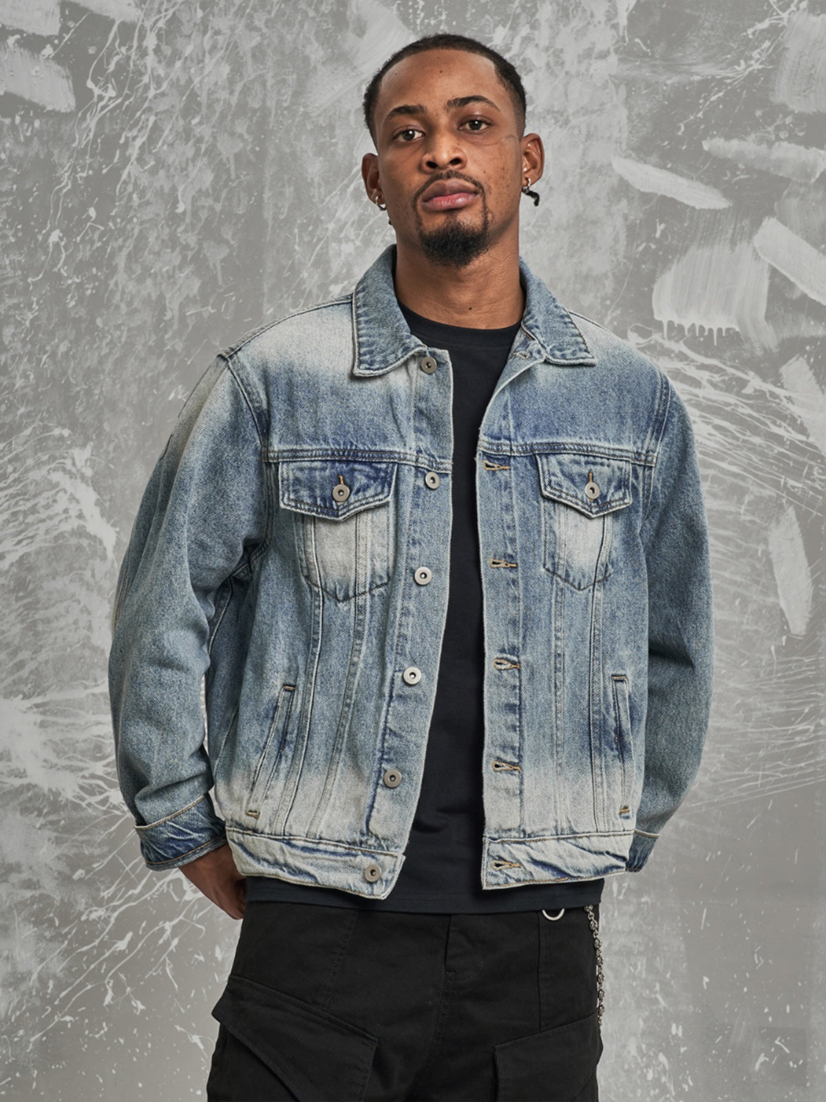 F3F Select Vintage Washed Gradient Denim Jacket | Face 3 Face