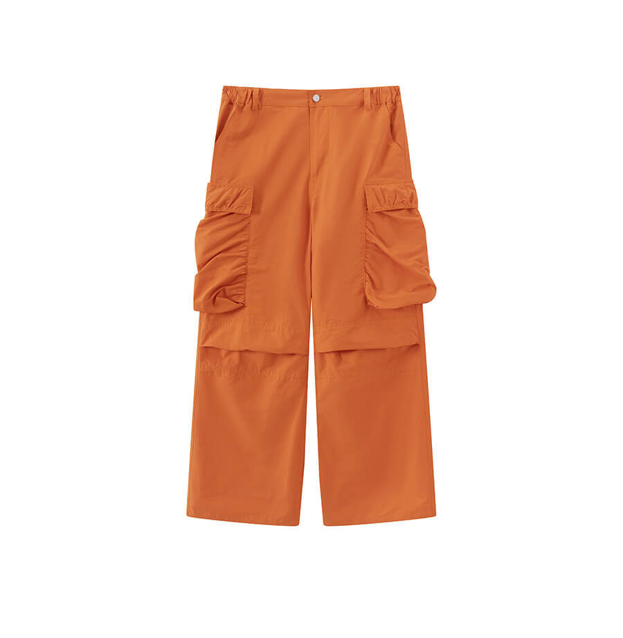 LIBERAFIT Dyed Nylon Pleated Flap Pocket Baggy Cargo Pants | Face 3 Face