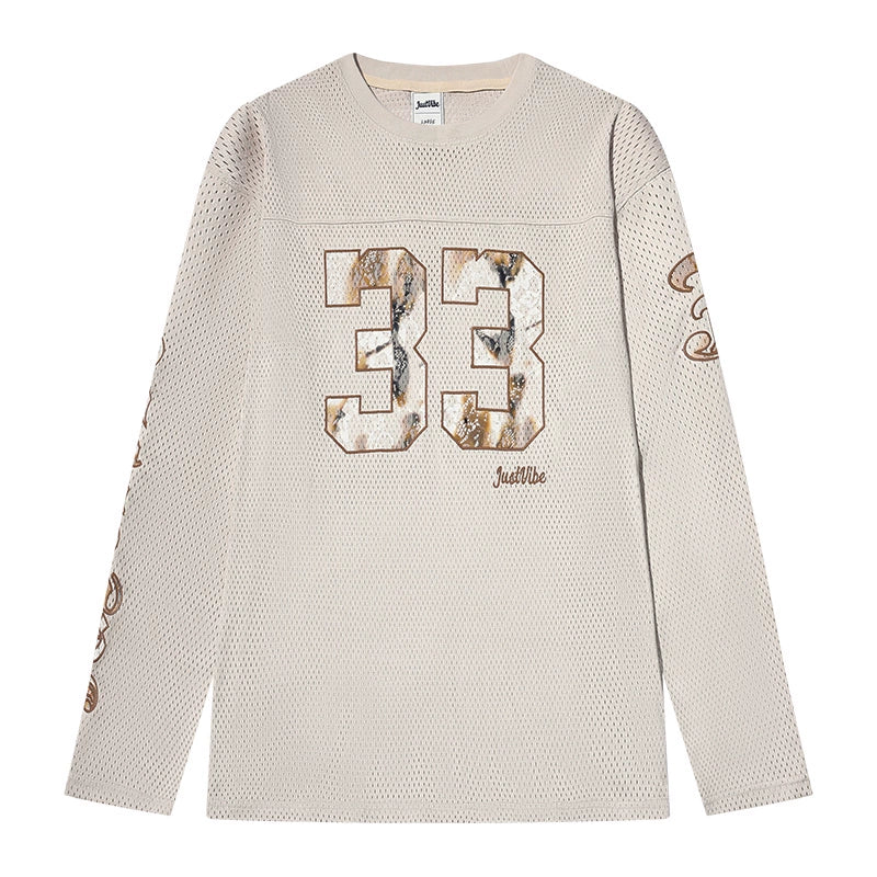 JUST VIBE Lace Patch Embroidered Mesh Hockey Jersey | Face 3 Face