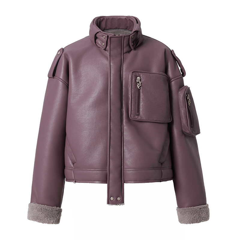 JHYQ Motorcycle Leather Short Jacket