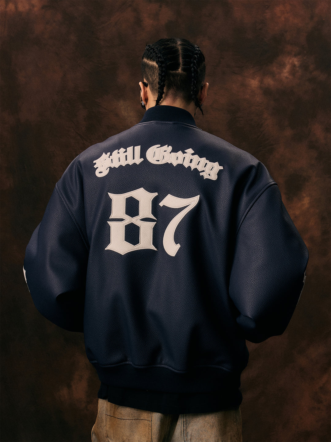 1807 3D Embroidery Quilted  Leather Varsity Jacket | Face 3 Face