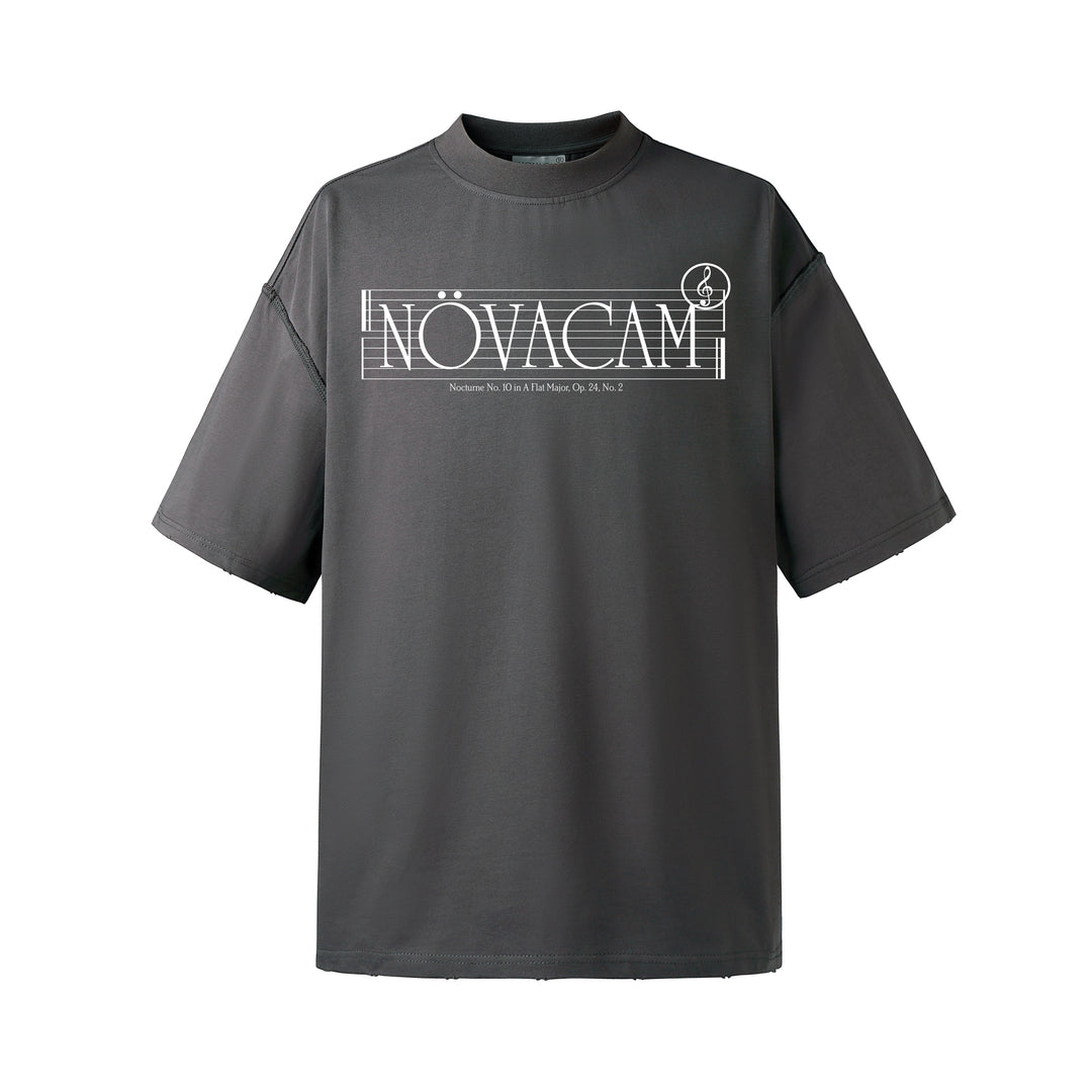 NOVACAM Musical Notes Logo Washed Reverse Stitching Tee | Face 3 Face