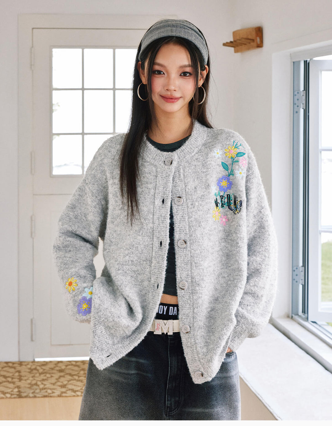 MEDM Floral Vine Embroidered Knit Cardigan | Face 3 Face