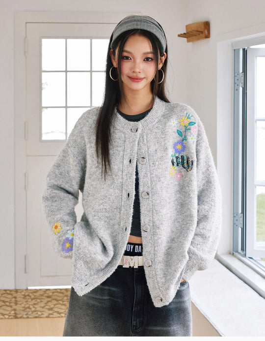 MEDM Floral Vine Embroidered Knit Cardigan | Face 3 Face
