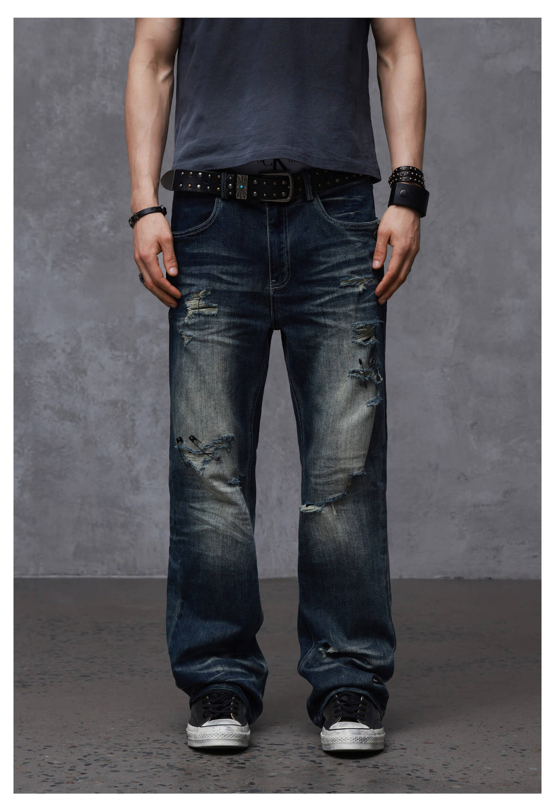 ANTIDOTE Stone Washed Ripped 3D Cut Jeans | Face 3 Face
