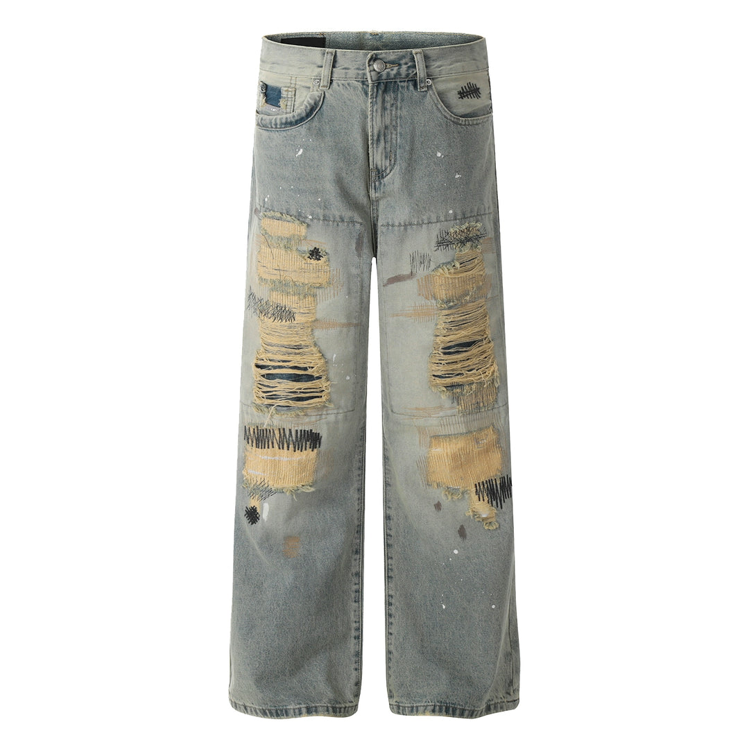 F3F Select Destroyed Washed Embroidered Dirty Dye Jeans | Face 3 Face