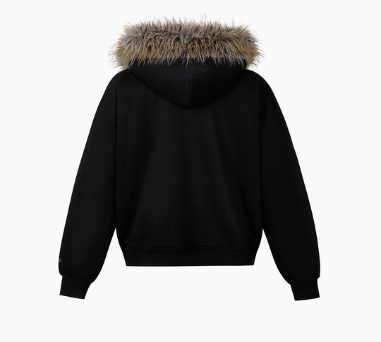 MEDM Faux Fur Lined Hooded Fur Zip Up Jacket | Face 3 Face