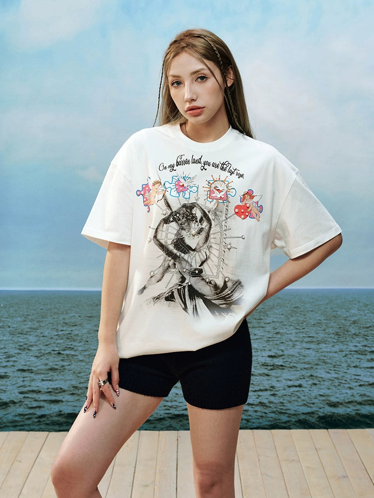 YADcrew Cupid Kiss Pearl Puzzle Graphic Tee | Face 3 Face