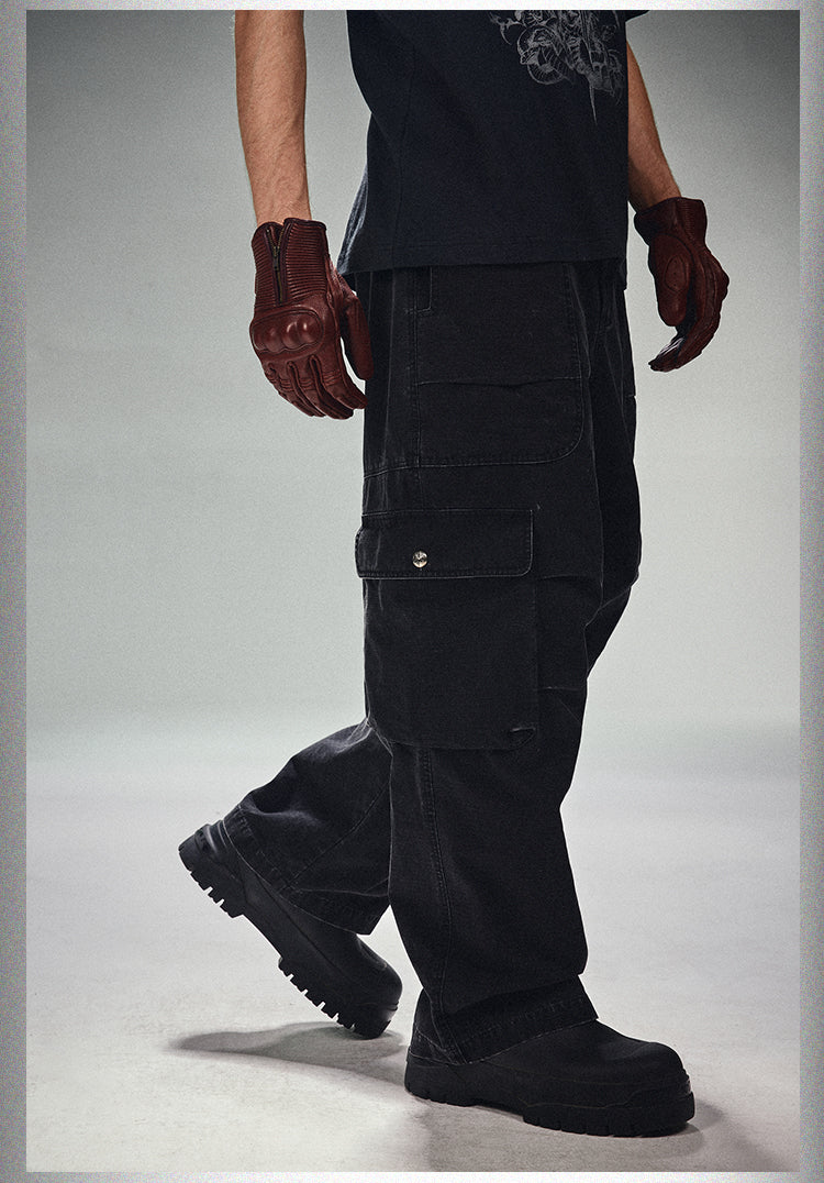DICETINY Double Pleated Washed Baggy Cargo Pants | Face 3 Face