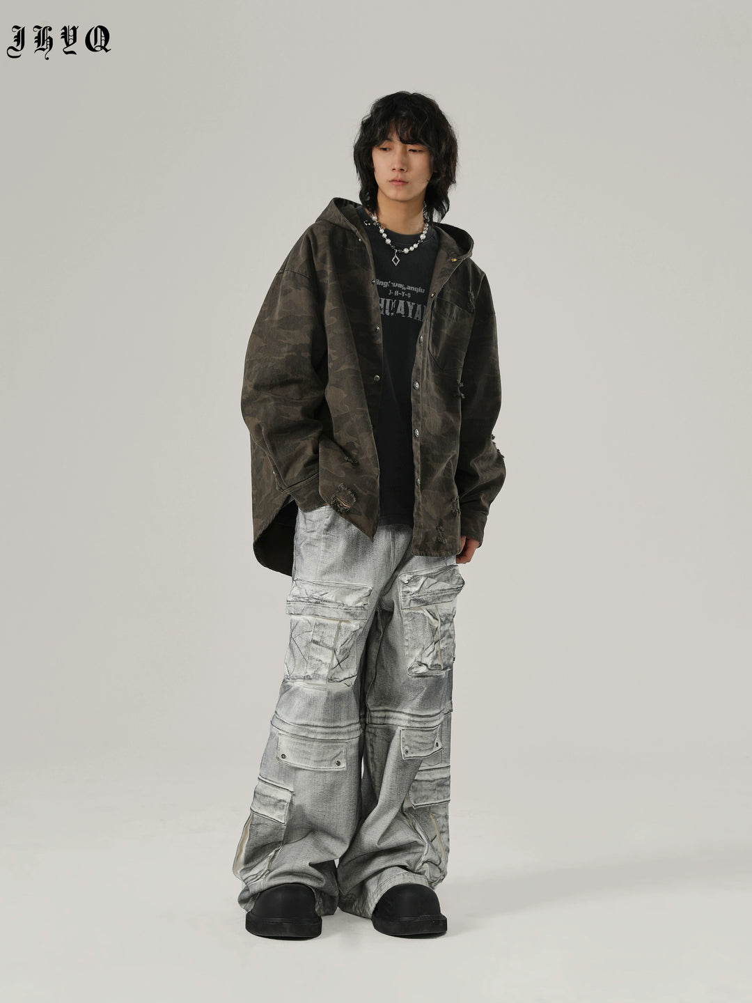 JHYQ Camouflage Hooded Shirt Jacket