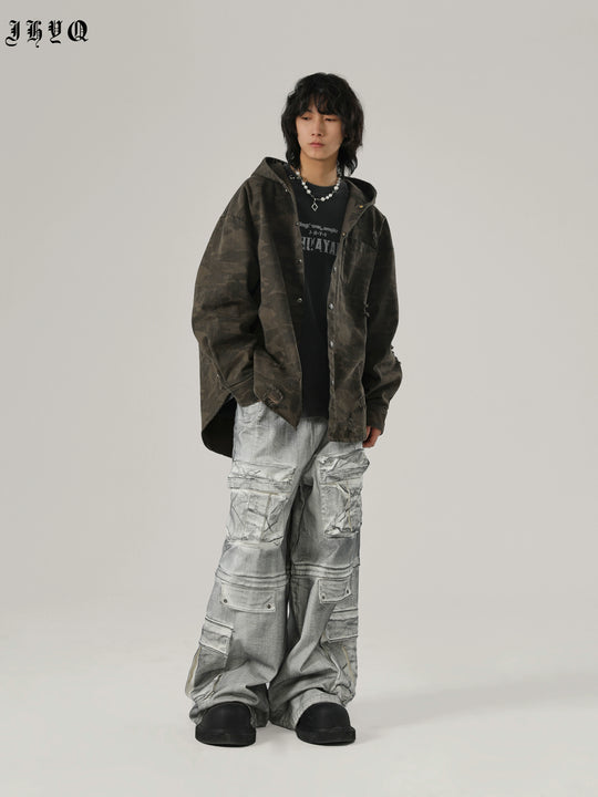 JHYQ Camouflage Hooded Shirt Jacket