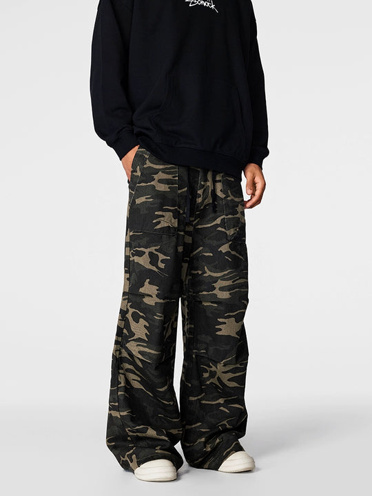 Streetwear baggy pants | Achock Camouflage Drawstring Work Pants | Face 3 Face