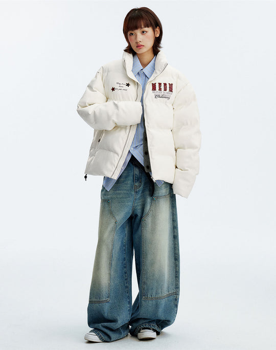 MEDM Leopard Patch PU Leather Puffer Jacket | Face 3 Face