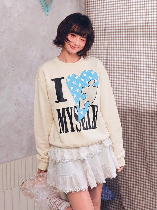 YADcrew Heart Star Puzzle Print Sweatshirt | Face 3 Face