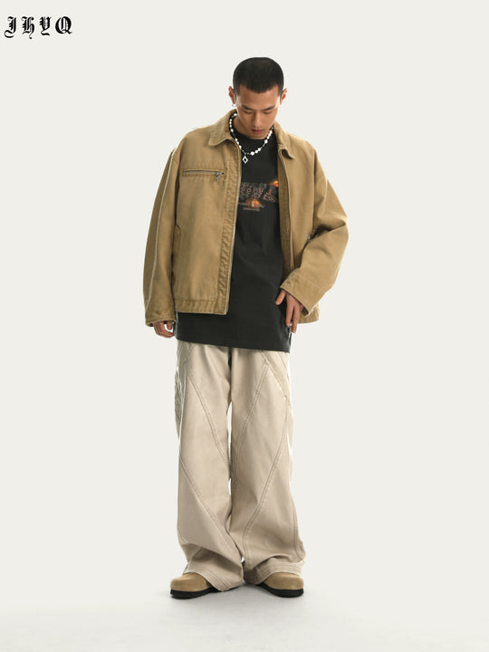 JHYQ Rivets Fake Two Piece Design Logo Jacket