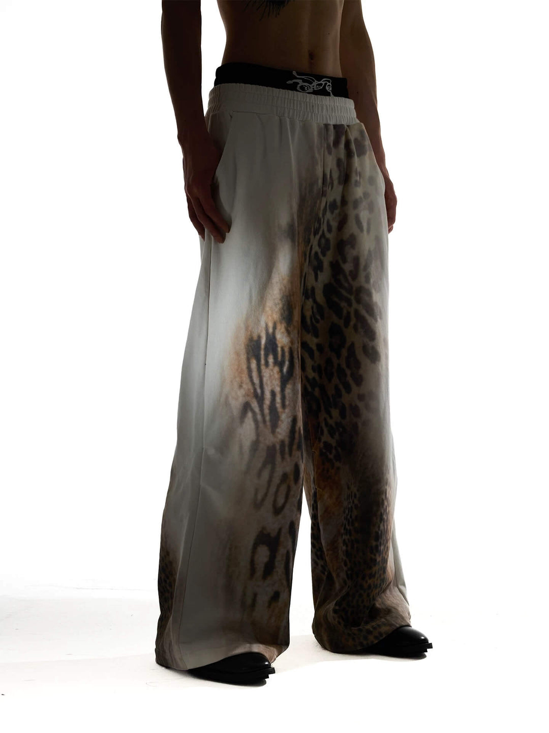 Night Lab Leopard Print Double Waistband Sweatpants | Face 3 Face