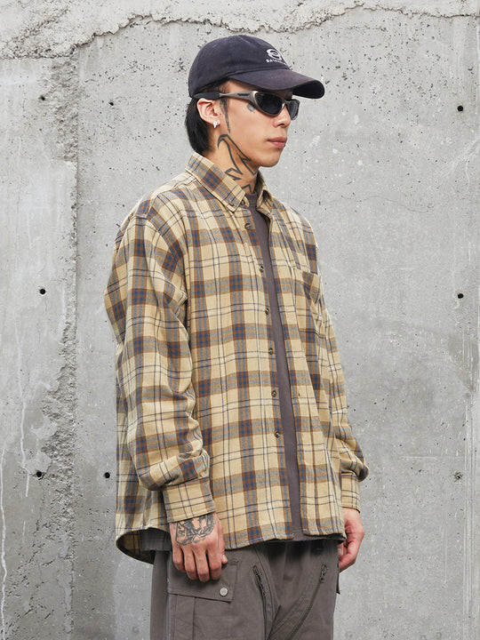F2CE Khaki Plaid Long Sleeved Shirt