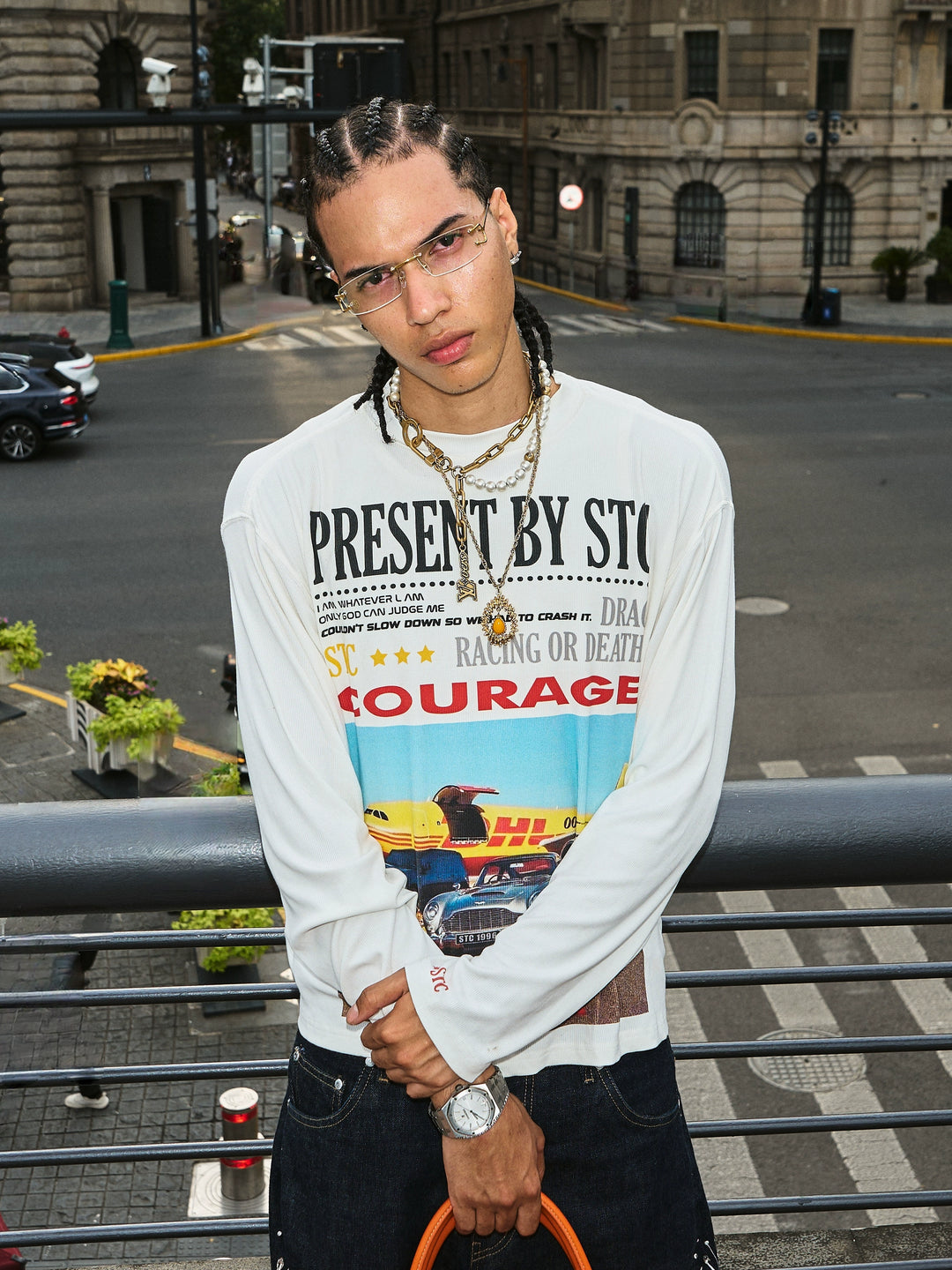 STEEPC Vintage Photo Print Long Sleeve Tee | Face 3 Face