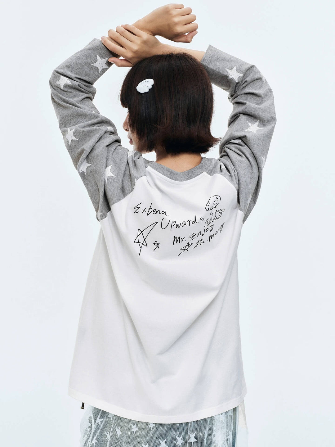 MEDM Star Print Raglan Long Sleeve Tee | Face 3 Face