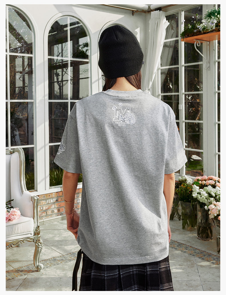 MEDM Lace Floral Rose Pearl Print Tee | Face 3 Face