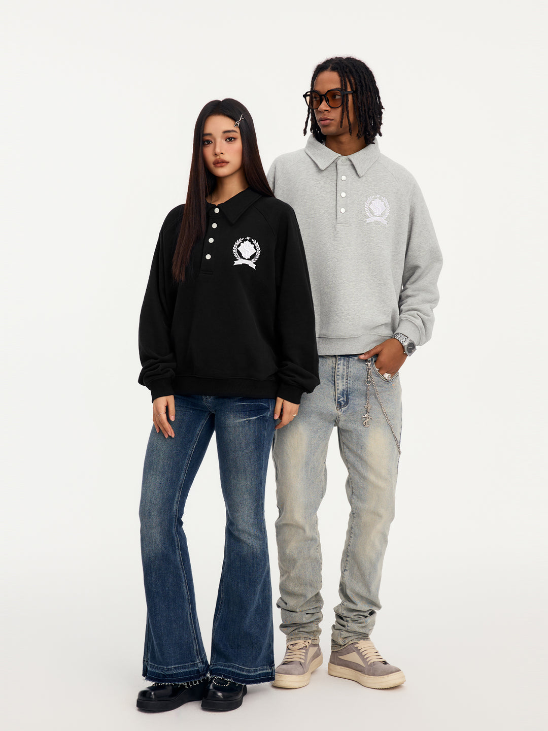 Small Town Kid Badge Embroidered Polo Sweatshirt | Face 3 Face