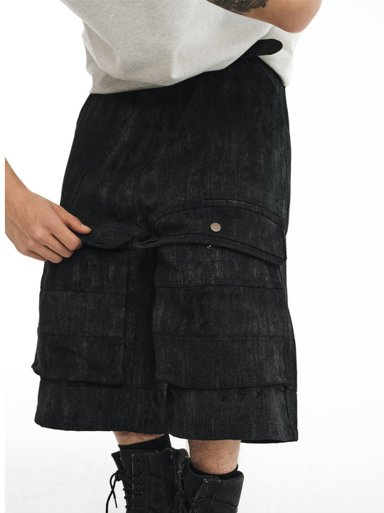 NOVACAM Camouflage & Black Baggy Work Cargo Shorts | Face 3 Face