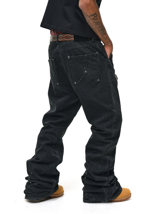 ANTIDOTE Studded Punk Zipper Flared Jeans | Face 3 Face