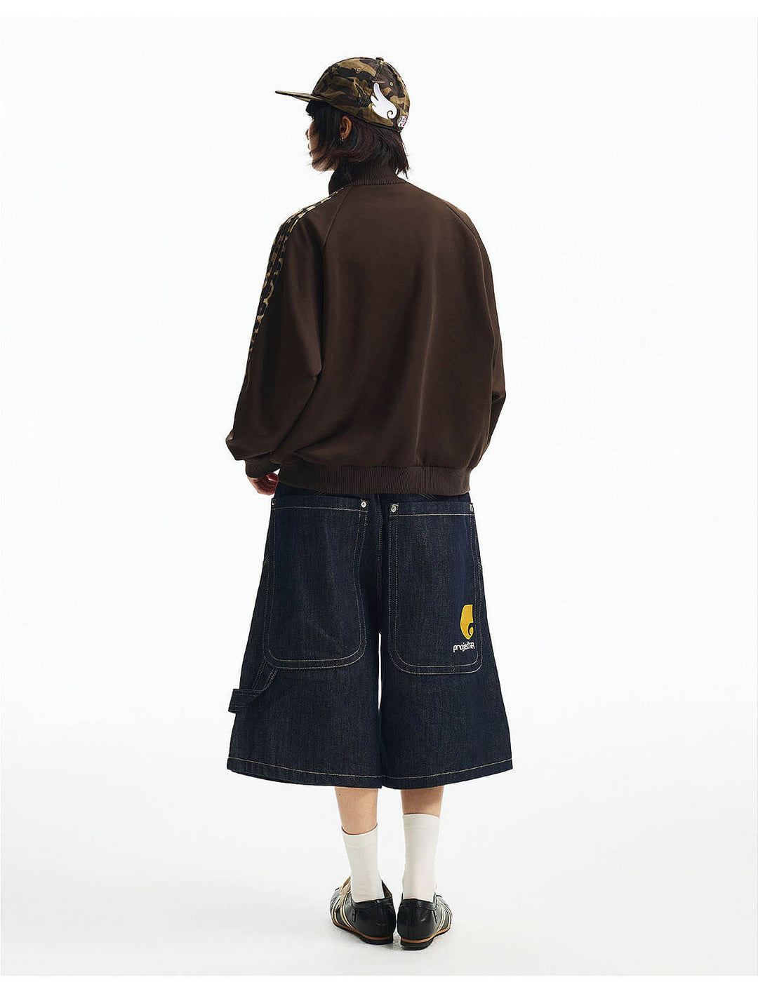 MEDM Leopard Print Stripe Sleeve Track Jacket | Face 3 Face