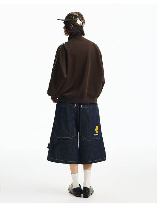 MEDM Leopard Print Stripe Sleeve Track Jacket | Face 3 Face