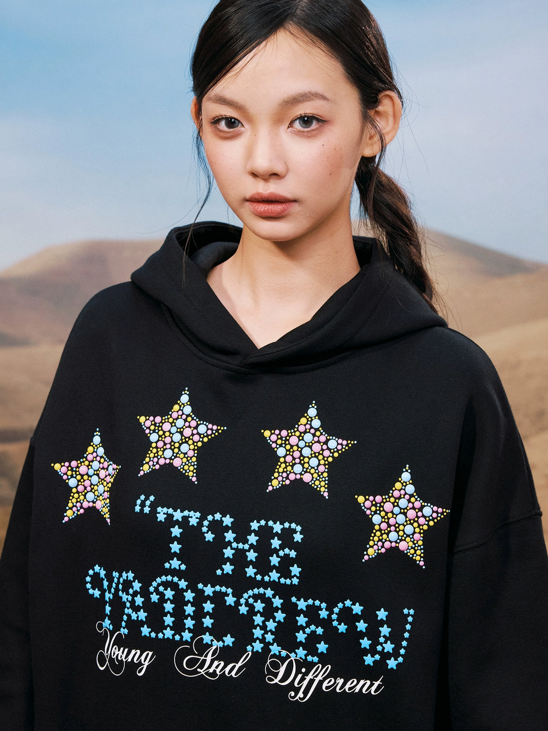 YADcrew Colorful Hot Bead Star Hoodie | Face 3 Face