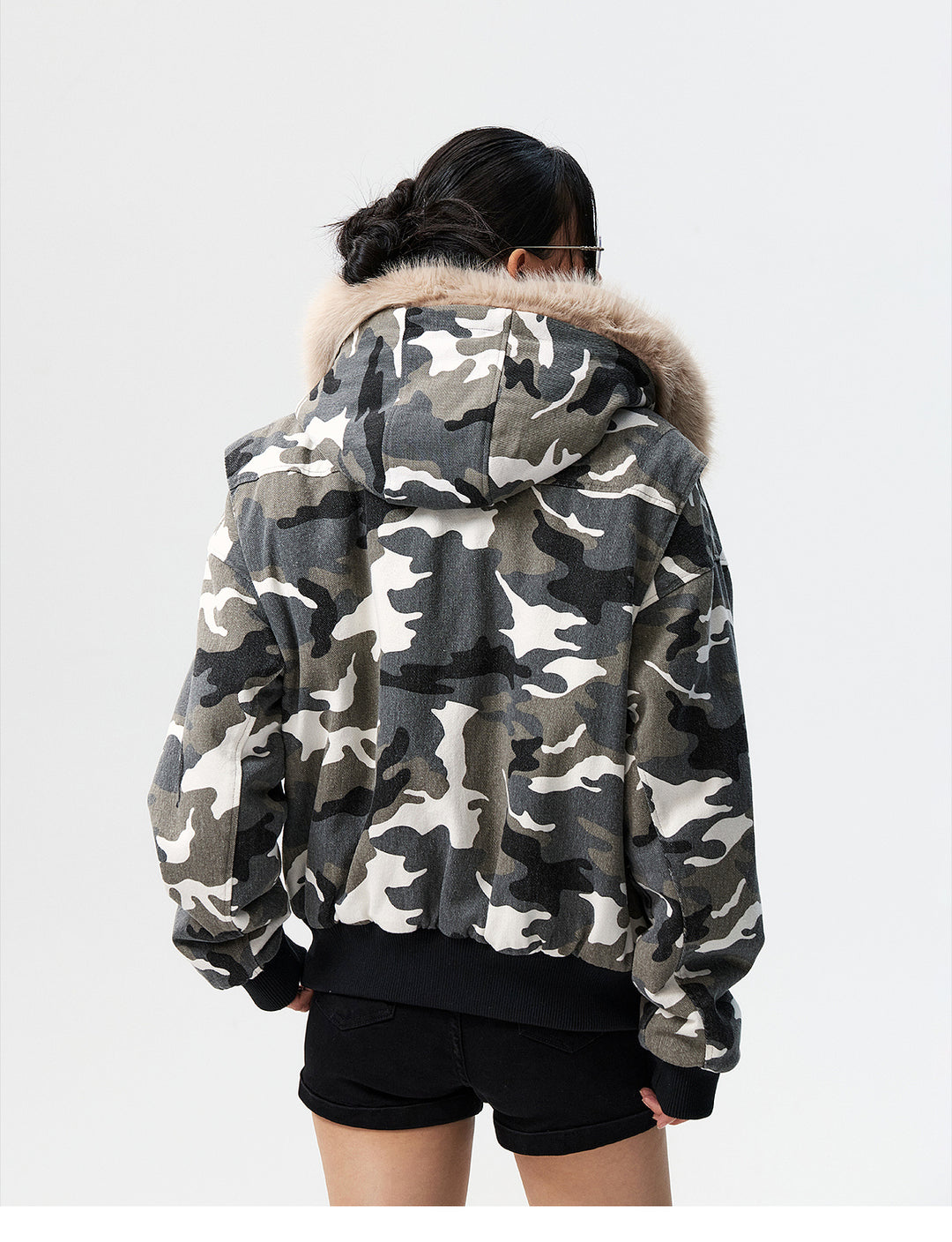 MEDM Detachable Fur Camouflage Hooded Jacket | Face 3 Face