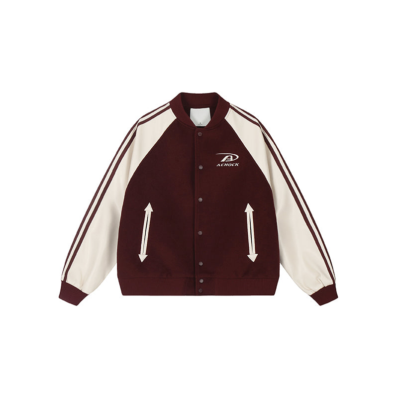 Achock Contrasting Color Shoulder Sleeve Baseball Jacket | Face 3 Face