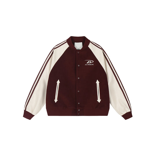 Achock Contrasting Color Shoulder Sleeve Baseball Jacket | Face 3 Face