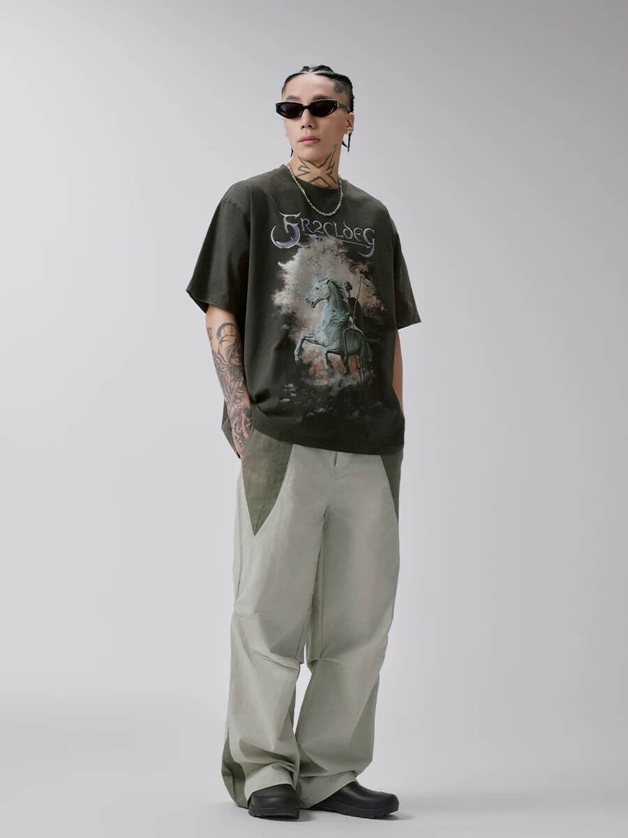 F2CE Skull War Horse Graphic Washed Distressed Short Sleeve Tee | Face 3 Face
