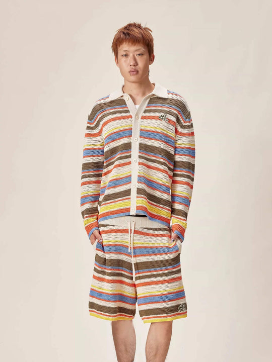 EVILKNIGHT(EK) Multicolor Striped Knit Cardigan
