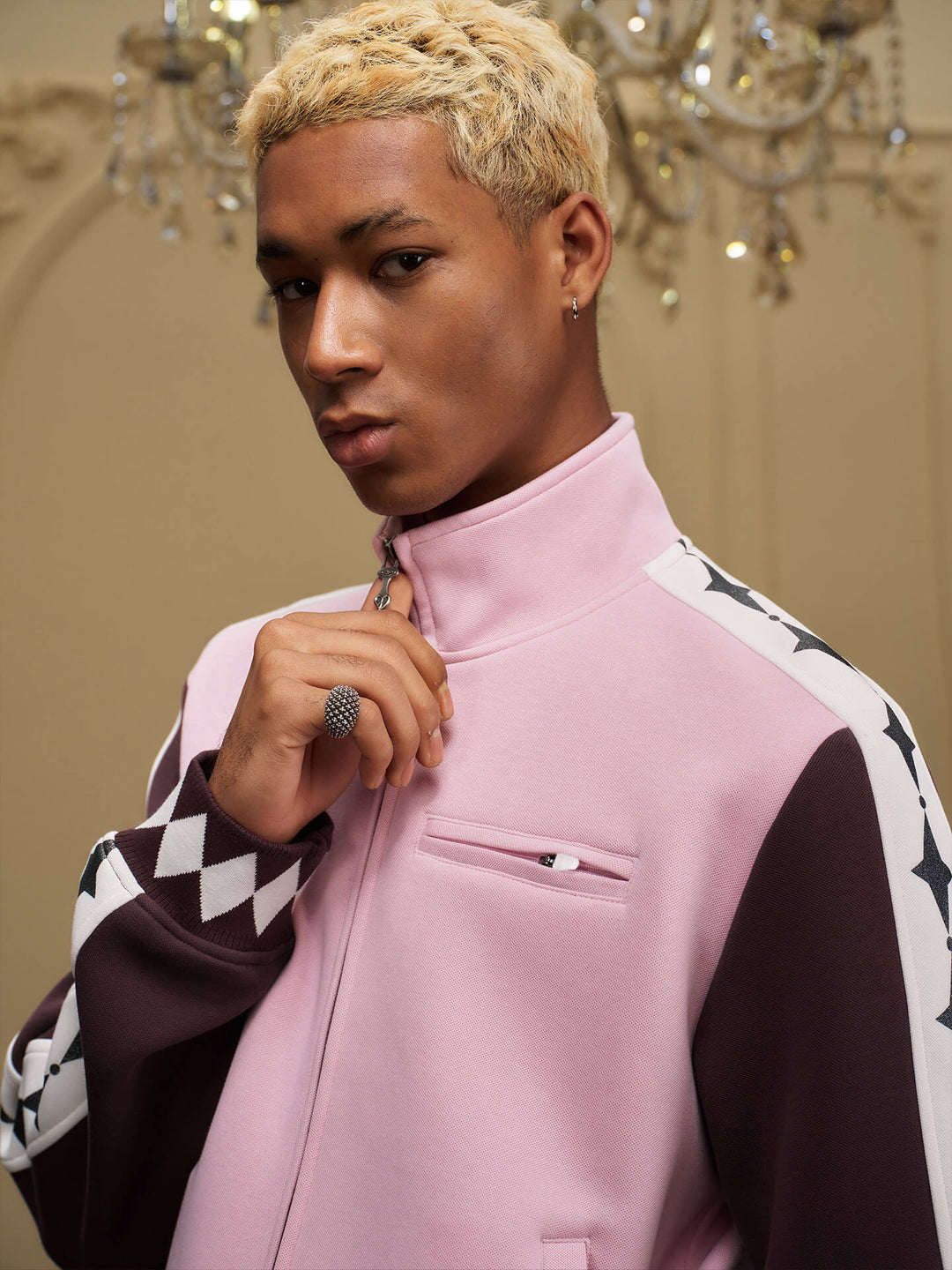 YADcrew Glitter Star Sleeve Stripe Track Jacket | Face 3 Face